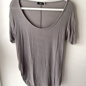 BDG Thin Gray Waffle Scoop Tee Asymmetrical Hem S